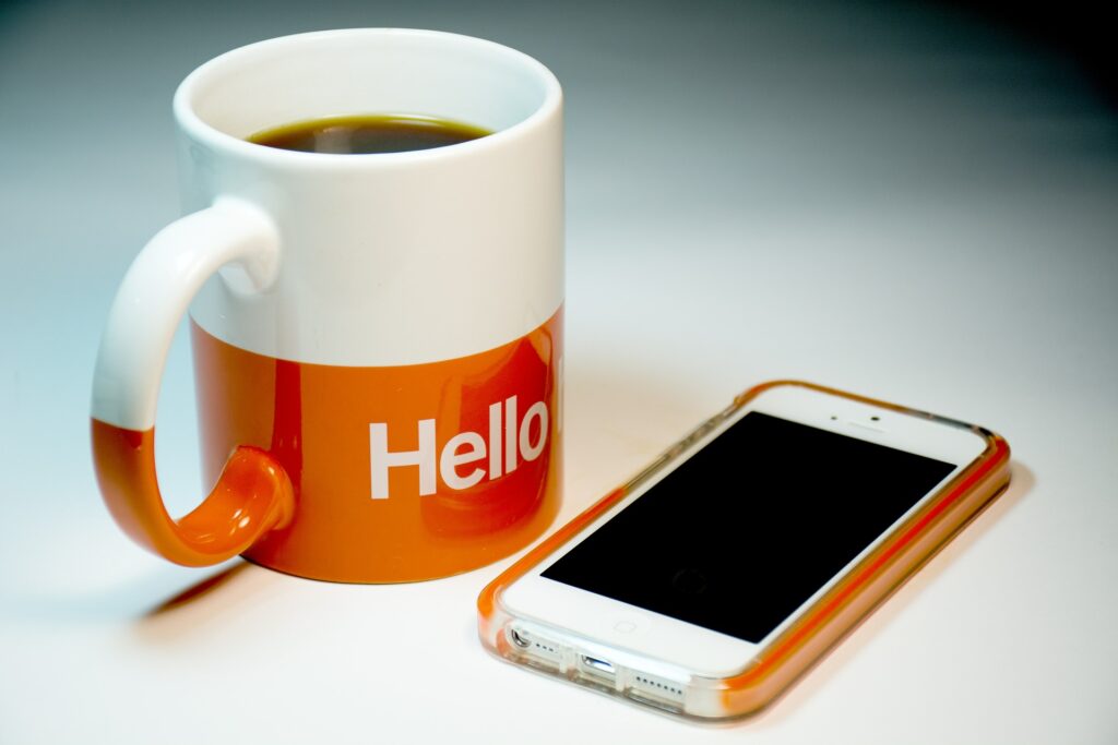 coffee mug and smartphone